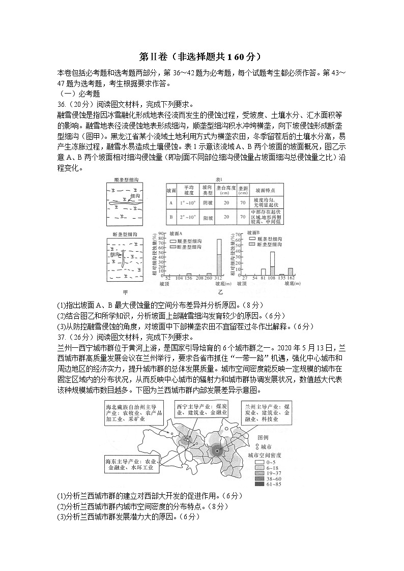 湖南省四校联合编审名校卷2021届高三下学期5月月考文综地理试卷九（全国卷）+答案03