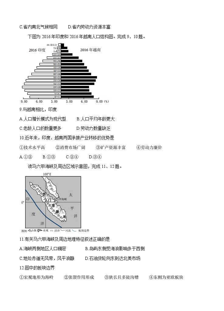 浙江省绍兴一中、效实中学、杭州高级中学等五校2021届高三下学期5月联考 地理（含答案） 试卷03
