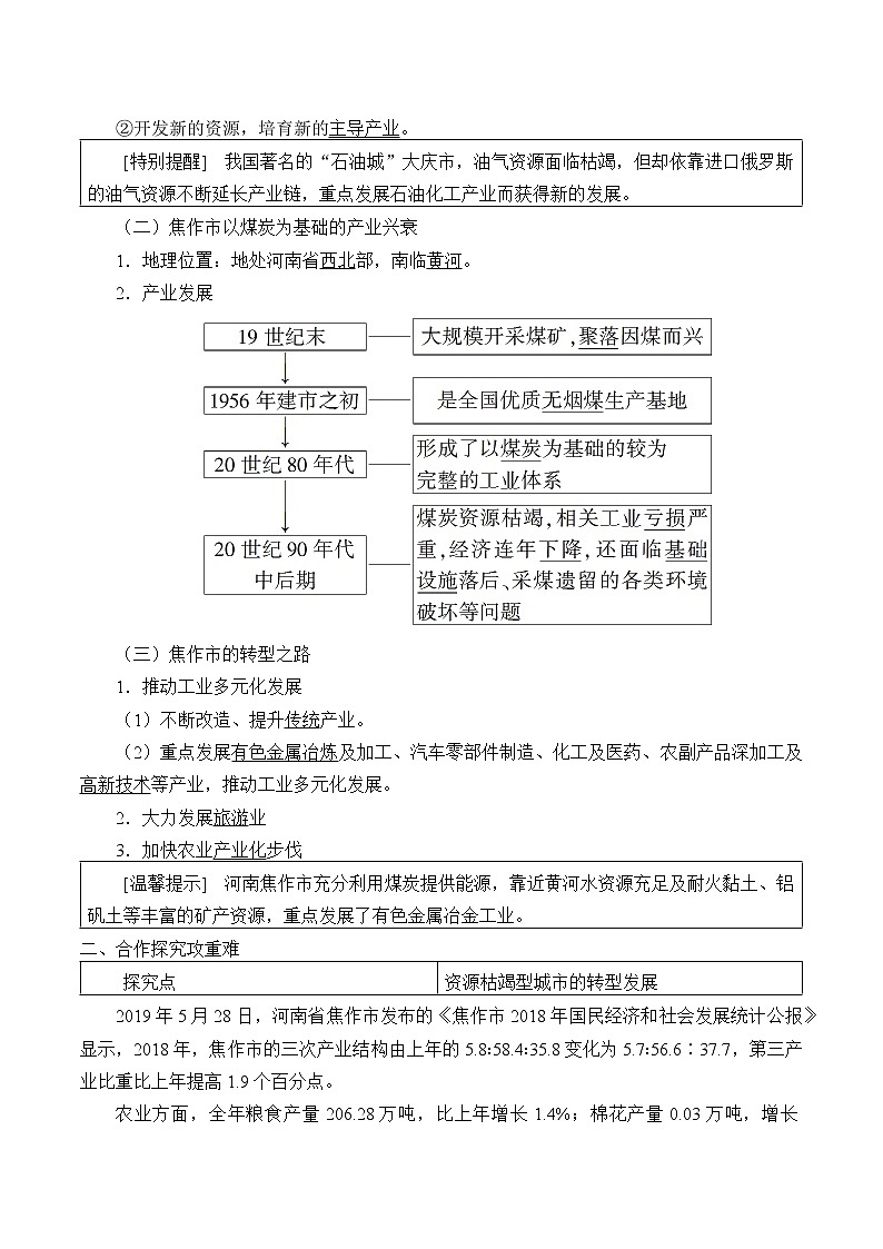 高中地理人教版（2019）选择性必修2第二章第三节资源枯竭型城市的转型发展教案02