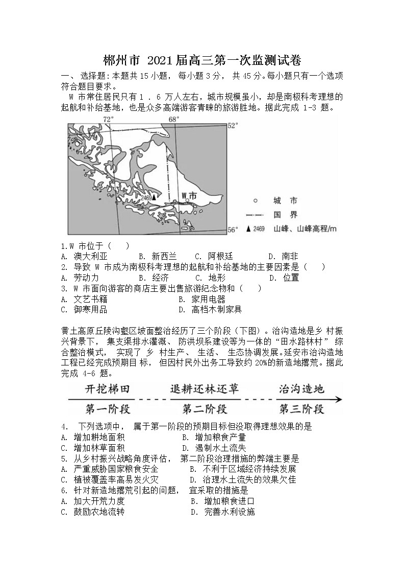 湖南省2021 届郴州市高三第一次监测试卷（含答案）01