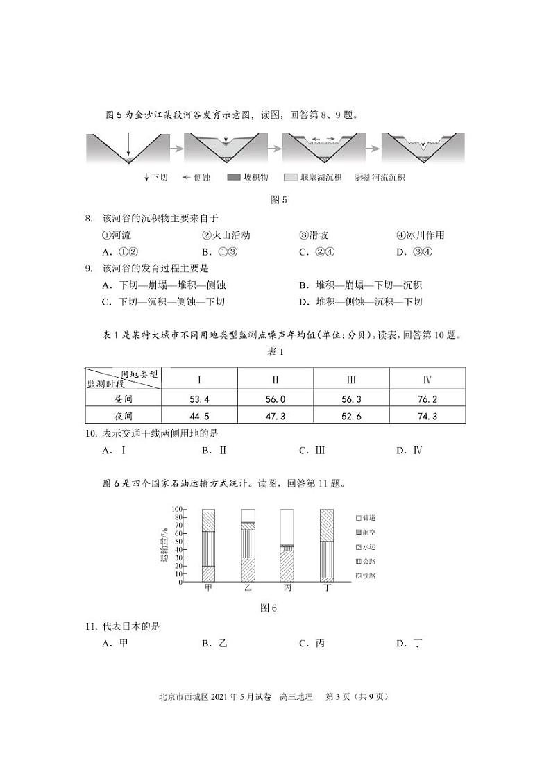 北京市西城区一模地理试卷（含答案）03