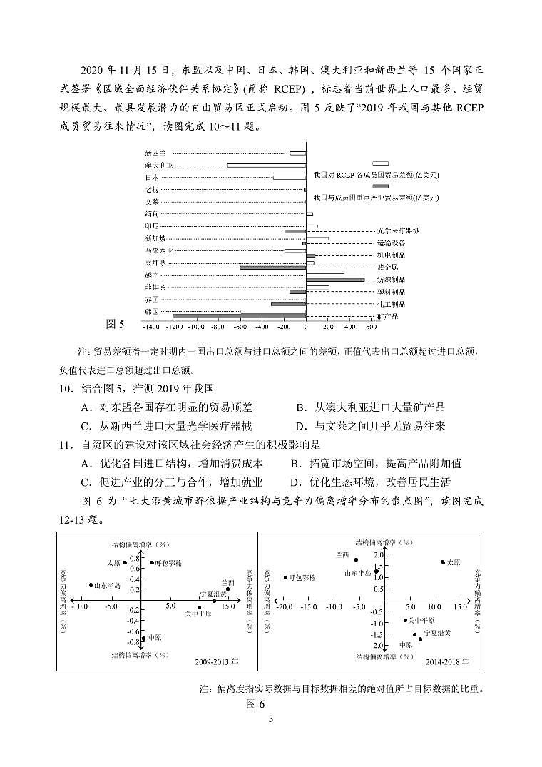 江苏省扬州中学20210-2021学年高二下学期5月月考试题：地理+答案03