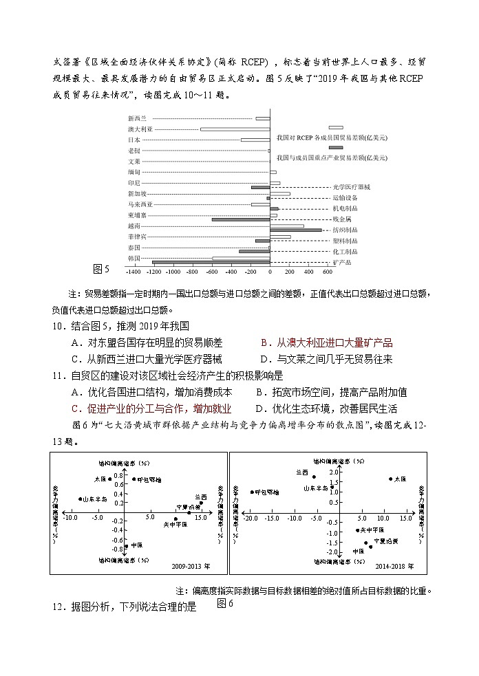 江苏省扬州中学20210-2021学年高二下学期5月月考试题：地理+答案03