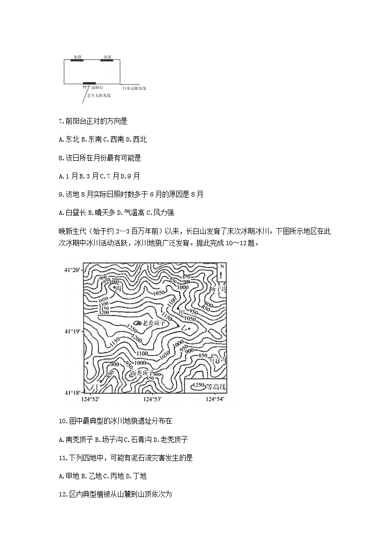 河北省衡水中学2021届高三下学期第二次调研考试地理试题+答案03