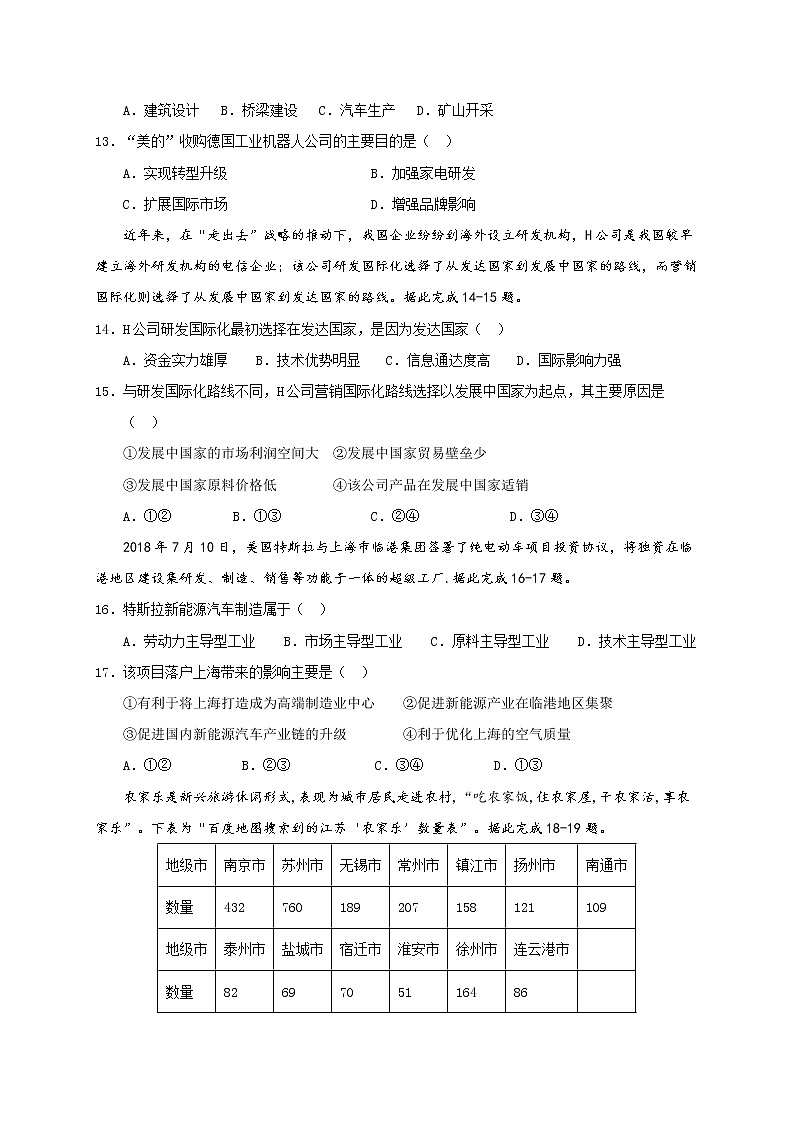 河北省保定市第二十八中学2020-2021学年高一下学期五月月考地理试题+答案03