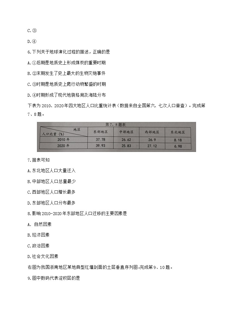 浙江省温州市2020-2021学年高一下学期期末教学质量统一监测（学考模拟）地理试题+答案02