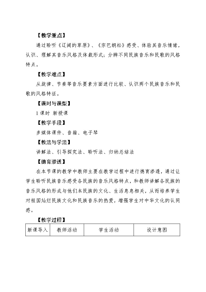 人音版必修 2.4 《音乐鉴赏》少数民族民歌 教学设计02