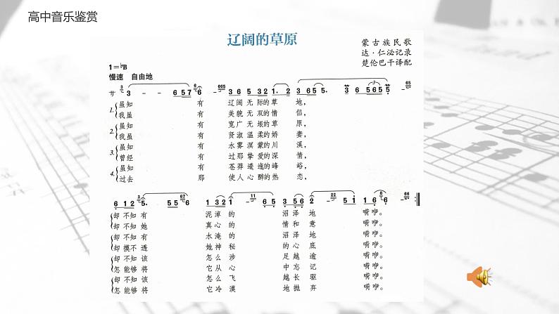 高中音乐 鉴赏《腔调情韵》少数民族民歌 崛起 课件04