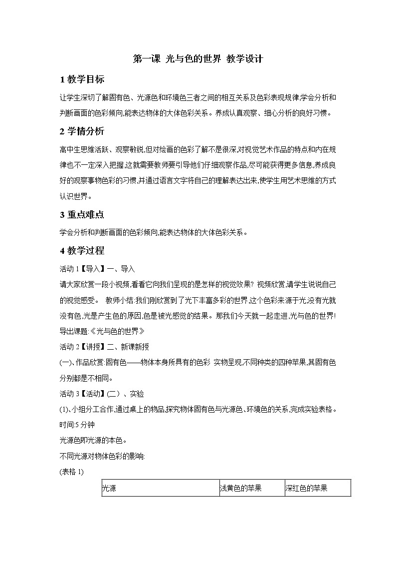 湘美版高中美术绘画（选修） 第一课 光与色的世界 课件 教案 (2)01