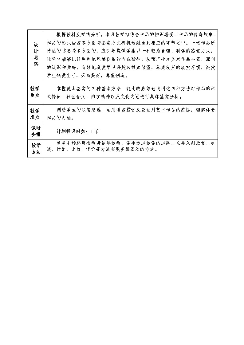 湘教版高中美术选修：美术鉴赏 第一单元 第三课 我们怎样运用自己的眼睛(2)（教案）第2页