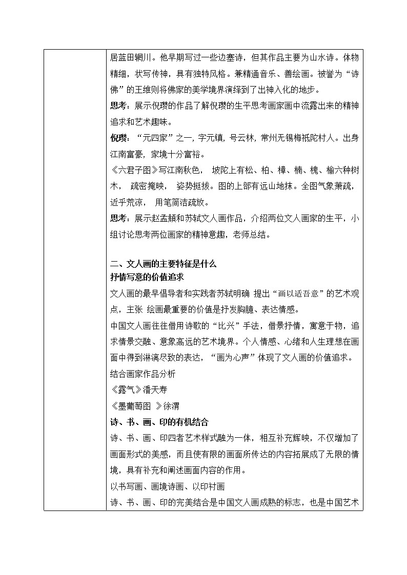 《主题二 抒情与写意——文人画 》课件+教学设计02