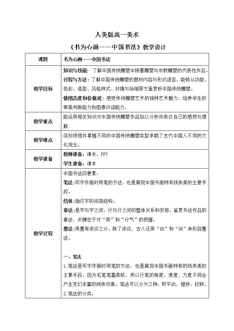 《书为心画——中国书法》课件+教学设计01