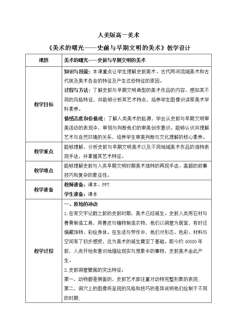 《美术的曙光——史前与早期文明的美术》课件+教案01