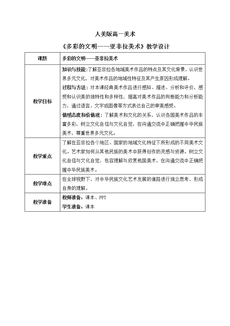 《多彩的文明——亚非拉美术》课件+教案01