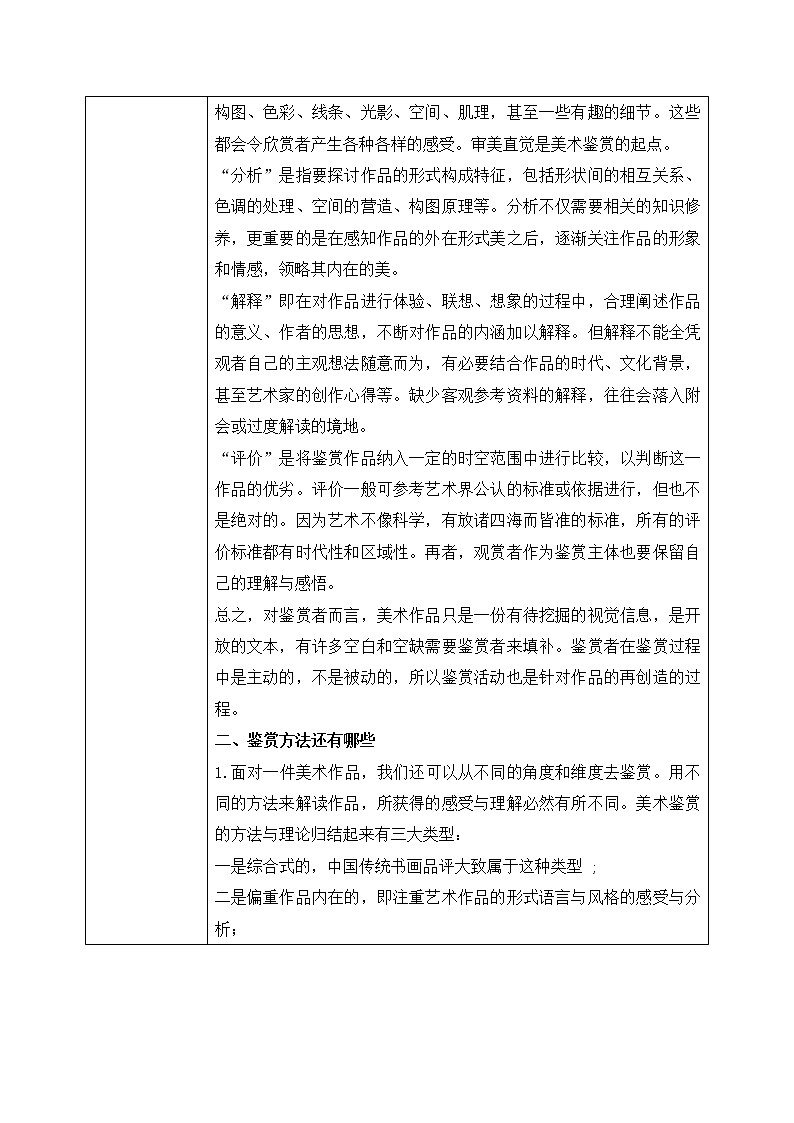 《感知与判断——美术鉴赏的过程与方法》教学设计第2页