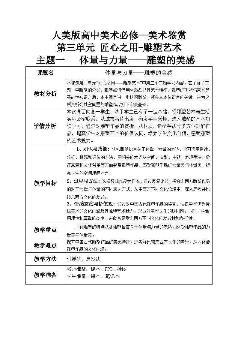 上传版主题二 体量与力量——雕塑的美感第1页