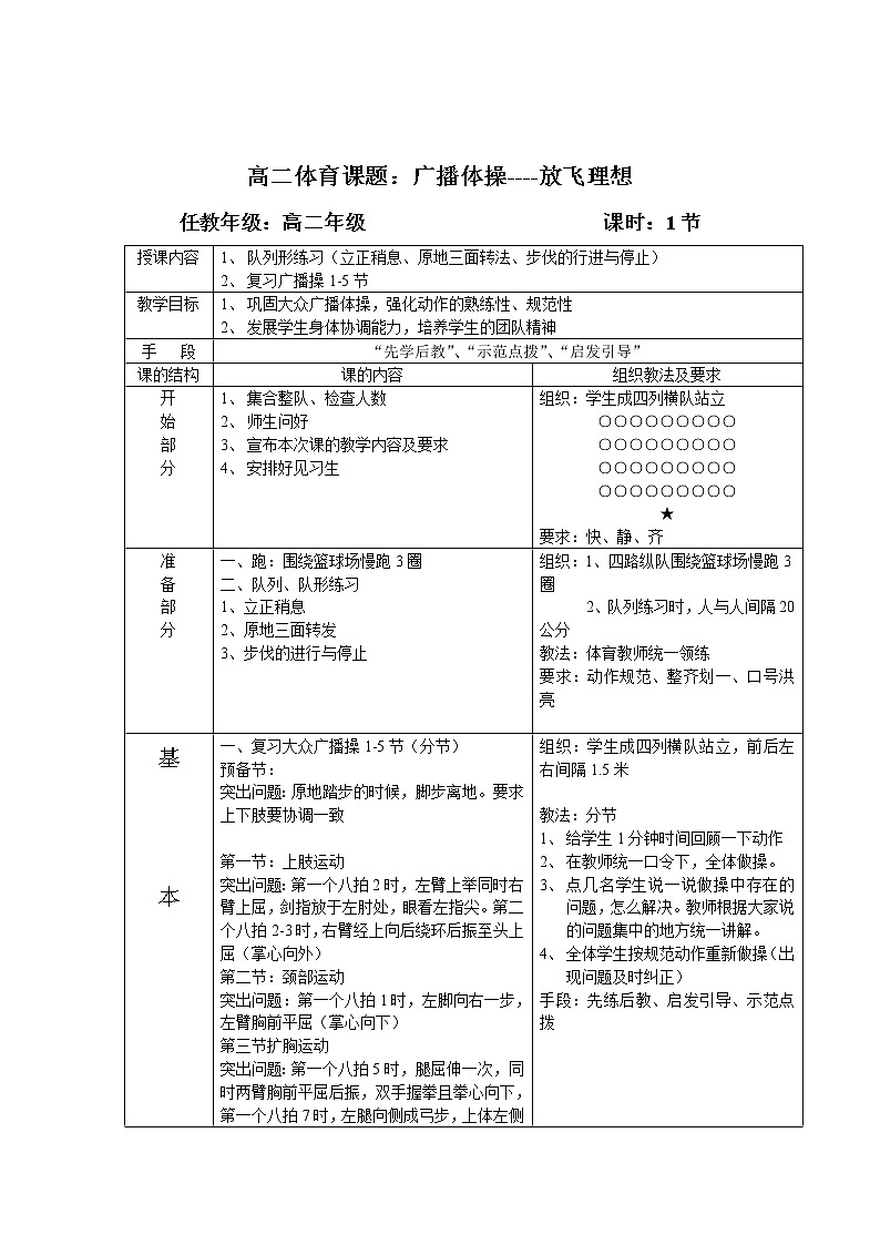高二年级体育教案目录第2页