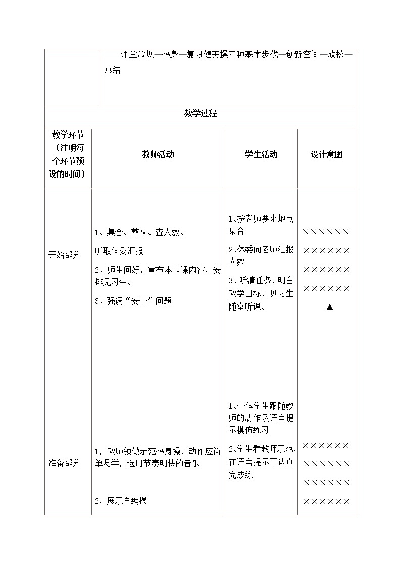 高中体育与健康人教版全一册《健美操基本步伐及延伸练习》教学设计02