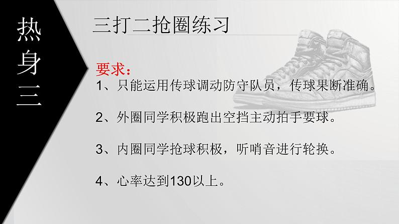 高中体育与健康人教版全一册 7.3 篮球战术：半场三攻二 课件04