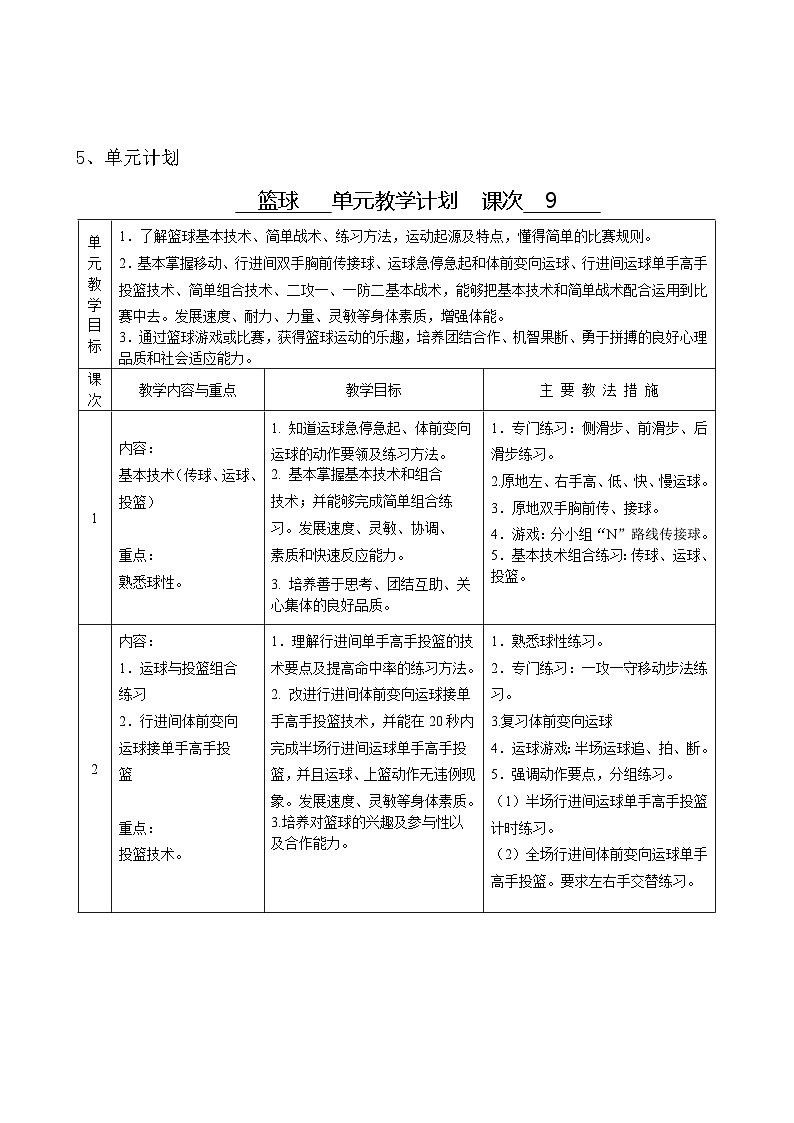 高一-篮球胸前传接球教学设计第3页