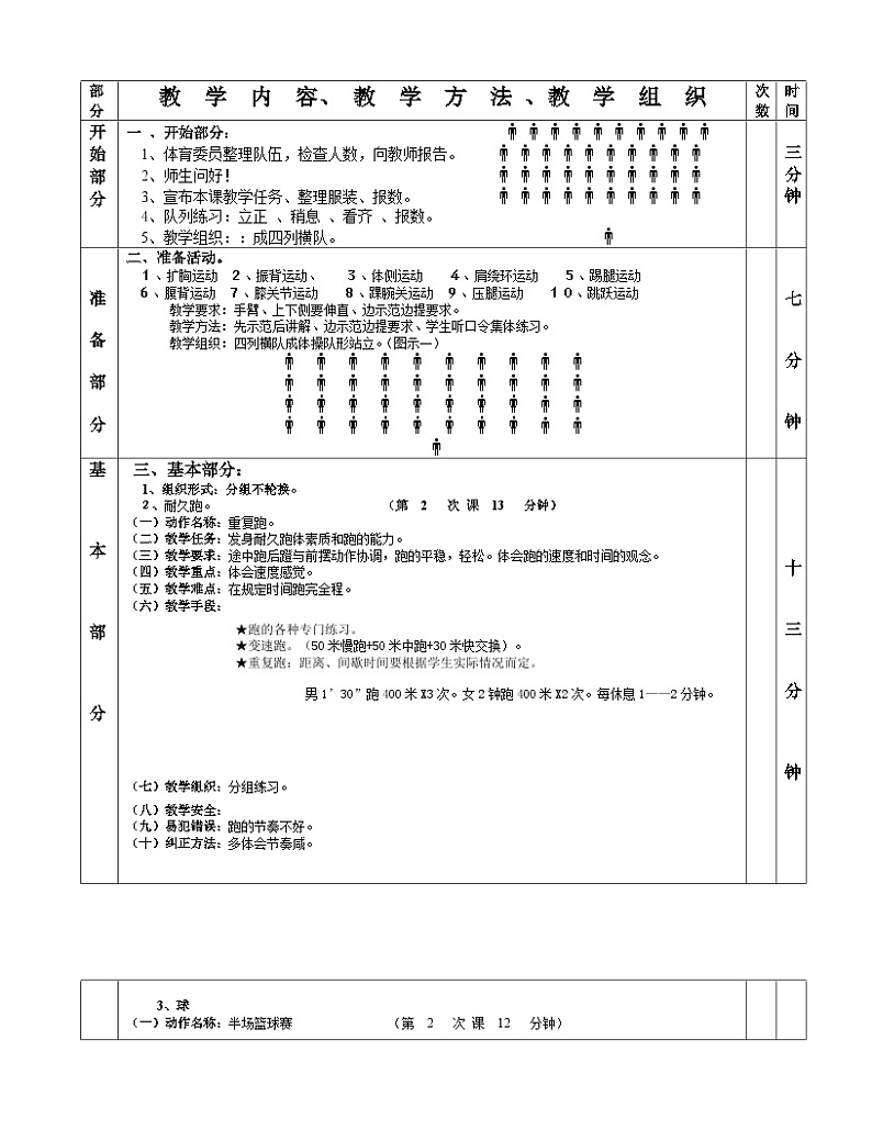 高中体育与健康人教版 篮球 耐久跑1—6课教案03