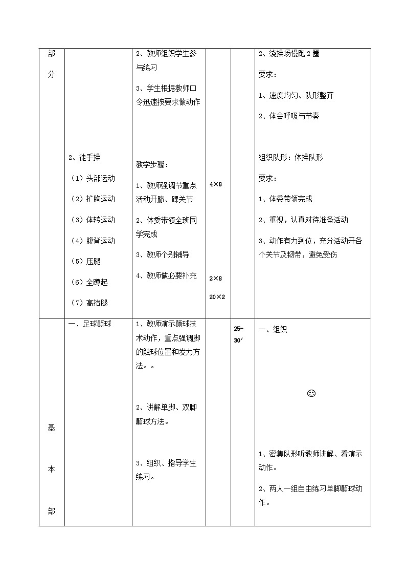 高中体育与健康 人教版 高一 足球颠球教案第2页