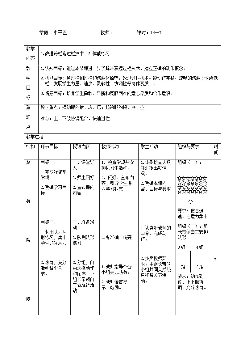 高中体育与健康 人教版全一册 第九章第一节 跑--跨栏跑教案第1页