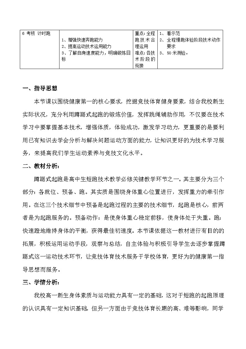 高中体育与健康 人教版 田径单元蹲 踞 式 起 跑 教 学 设 计第2页