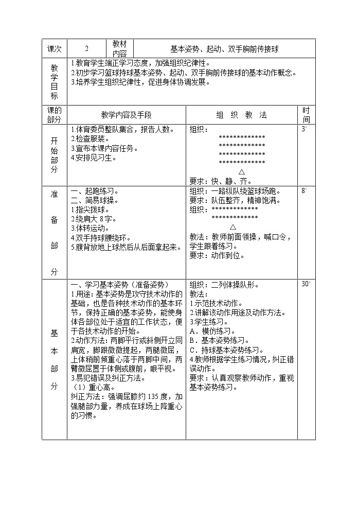 高一第二学期篮球全套教案第3页