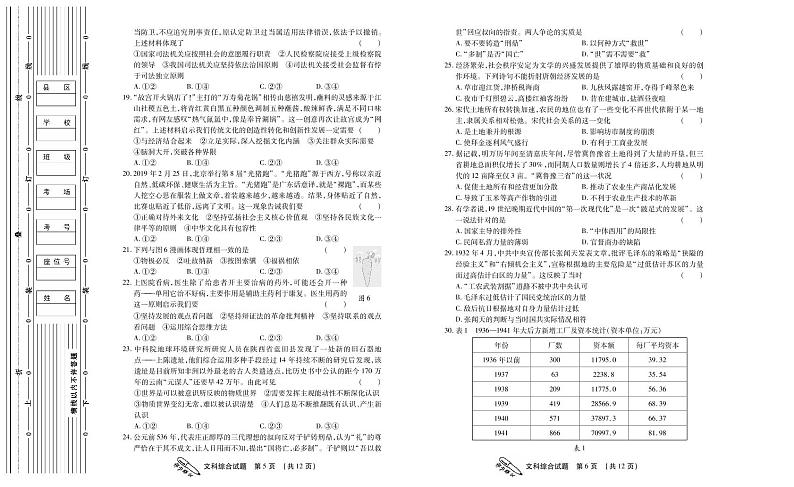 陕西省榆林市2019届高三第三次模拟测试文综试题 PDF版含答案第3页