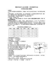 四川省资阳市2022届高三上学期第一次诊断考试（11月）文科综合试题含答案