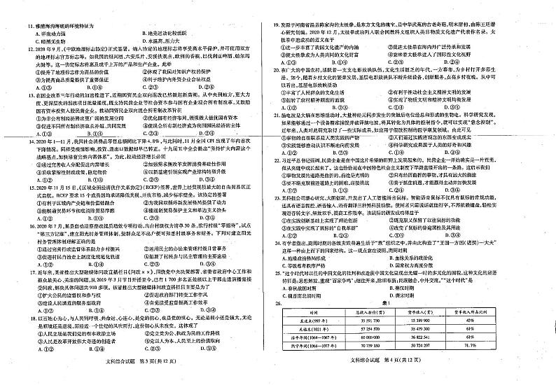 河南省安阳市2021届高三第一次模拟考试文综试卷（扫描版）第2页
