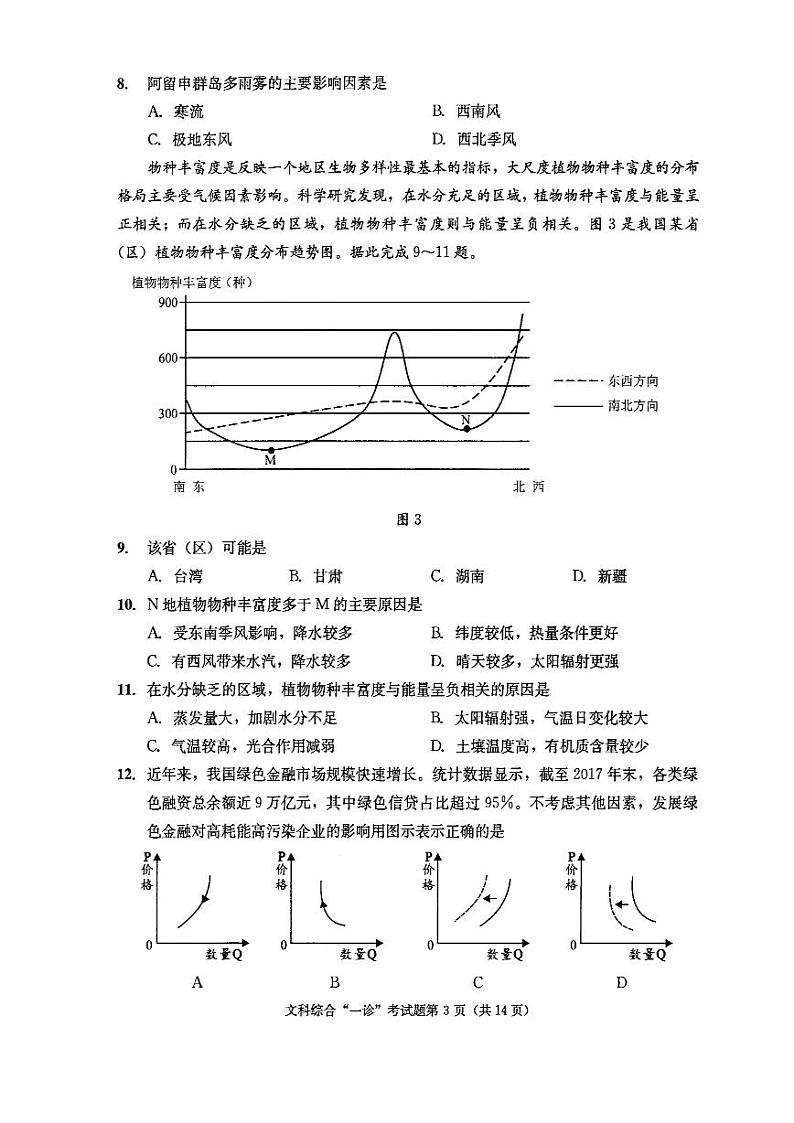 四川省广元2019届高三一诊模拟文科综合试卷（PDF版）03
