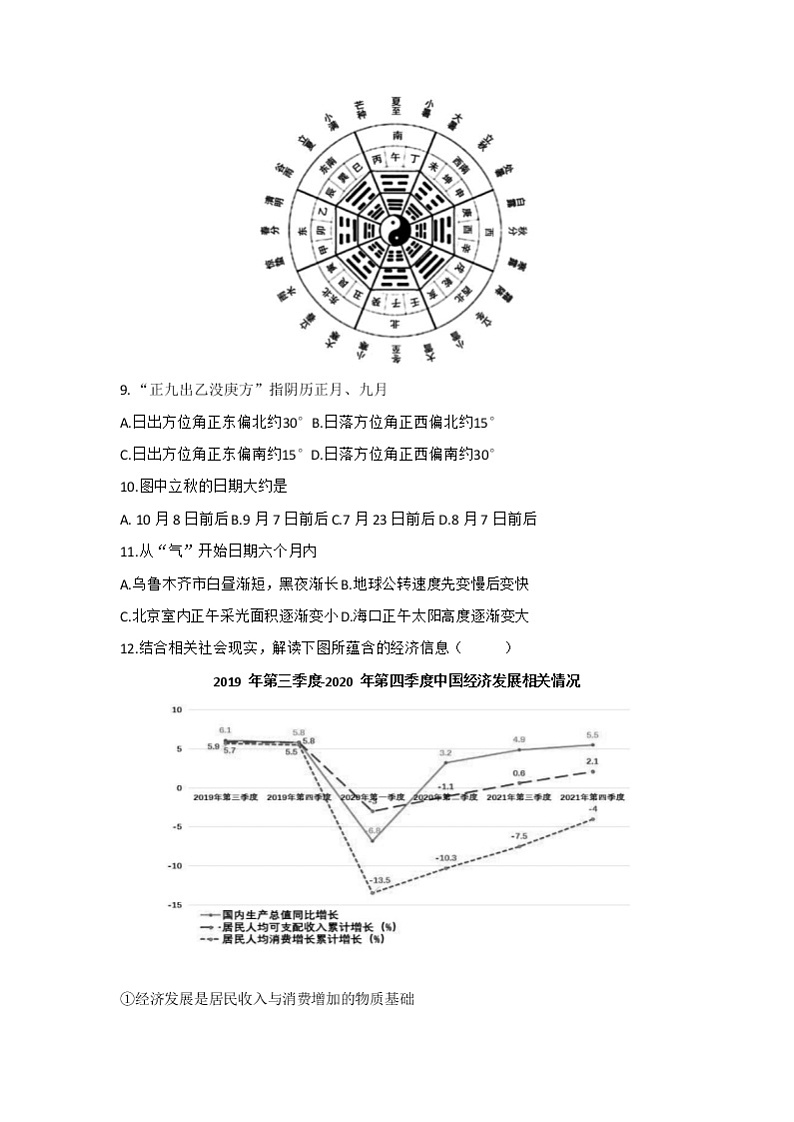 “四省八校”2022届高三上学期期中质量检测考试文科综合试题含答案03