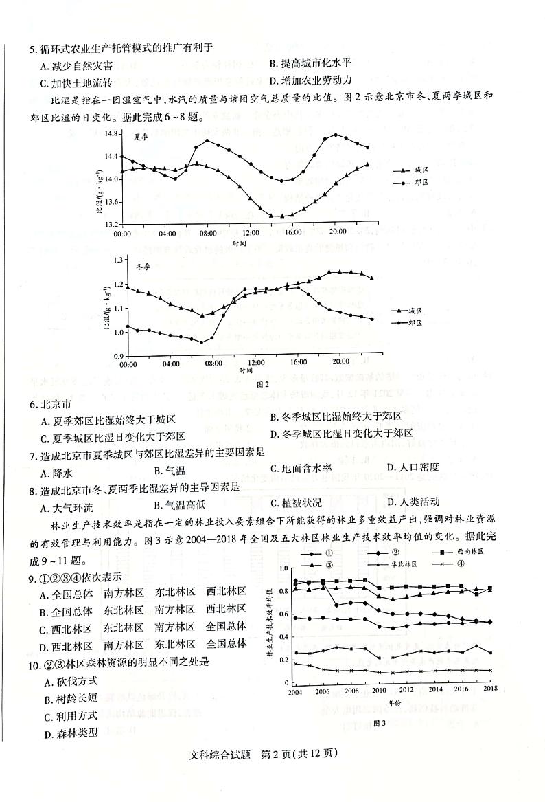2022年许昌市高三二模文科综合试卷含答案02