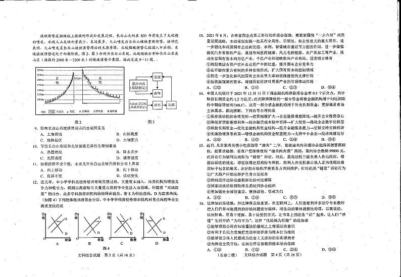 2022届吉林省长春市普通高中高三质量监测（二）文科综合试题无答案第2页