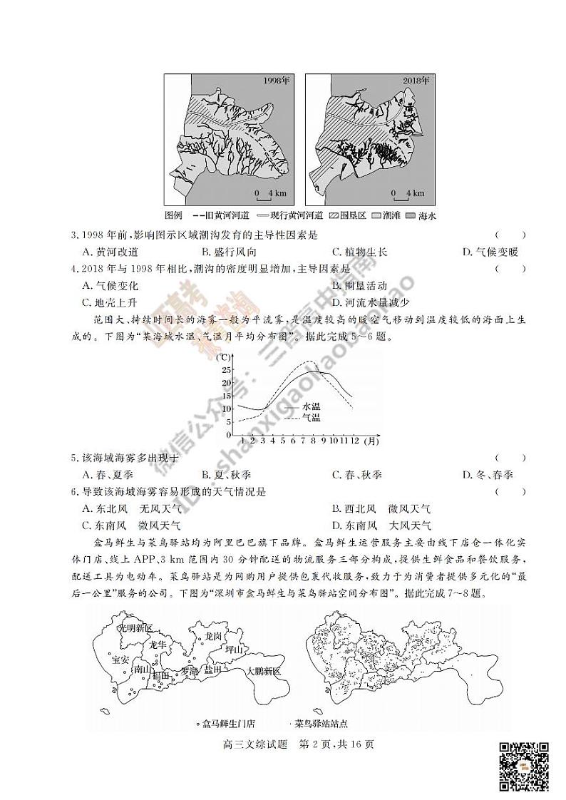 2022届山西省晋中市3月普通高等学校招生模拟考试文综试卷  PDF版第2页