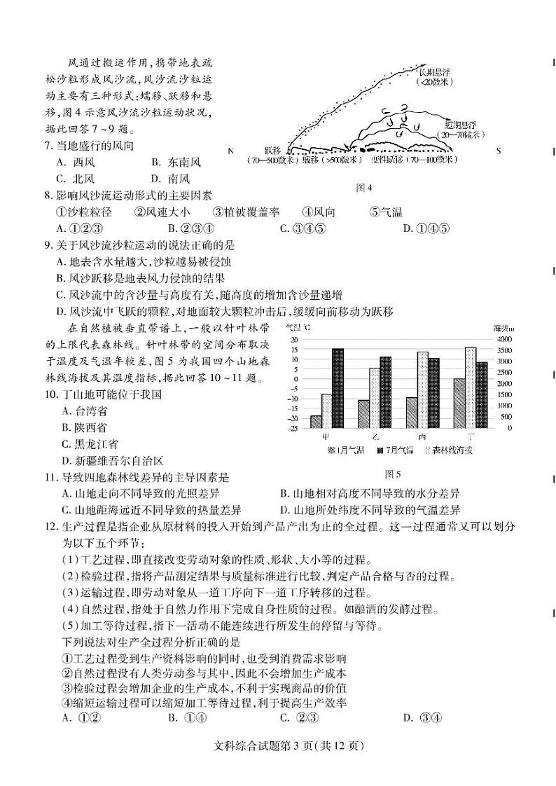 2022届东北三省三校（哈尔滨师大附中、东北师大附中、辽宁省实验中学）高三第二次联合模拟考试文科综合试题无答案03