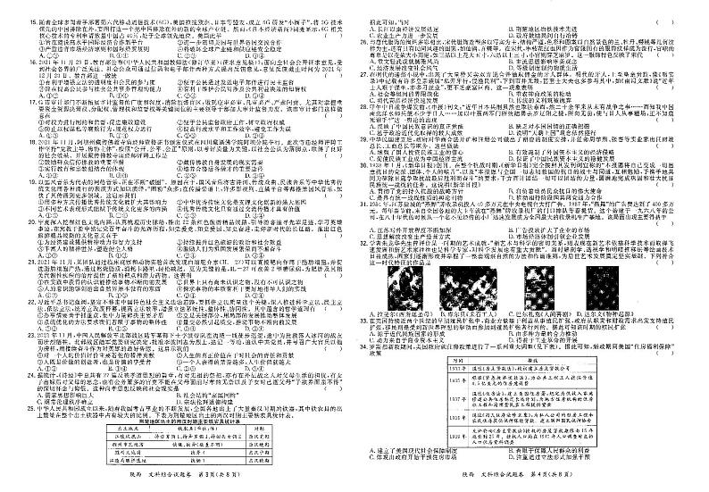 2022届陕西省高三教学质量检测（二）文科综合（无答案）02