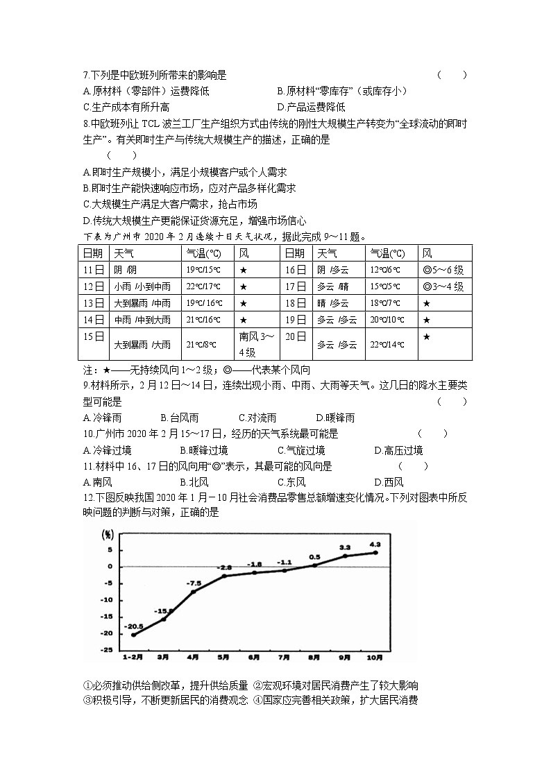 河南省示范性高中2022届高三下学期阶段性模拟联考二文科综合试题及答案第3页