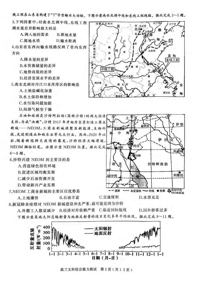 2022年河南省五市高三第二次联考（南阳二模）文科综合试题无答案02