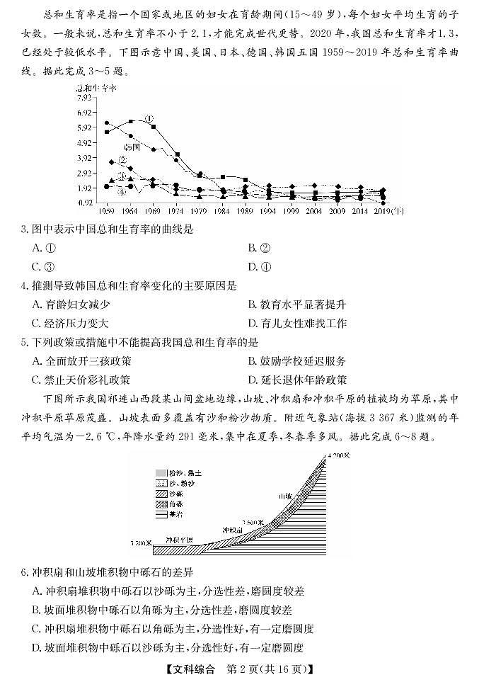2022安徽高考考前适应性考试丨”合肥三模“ 文综试卷及答案第2页