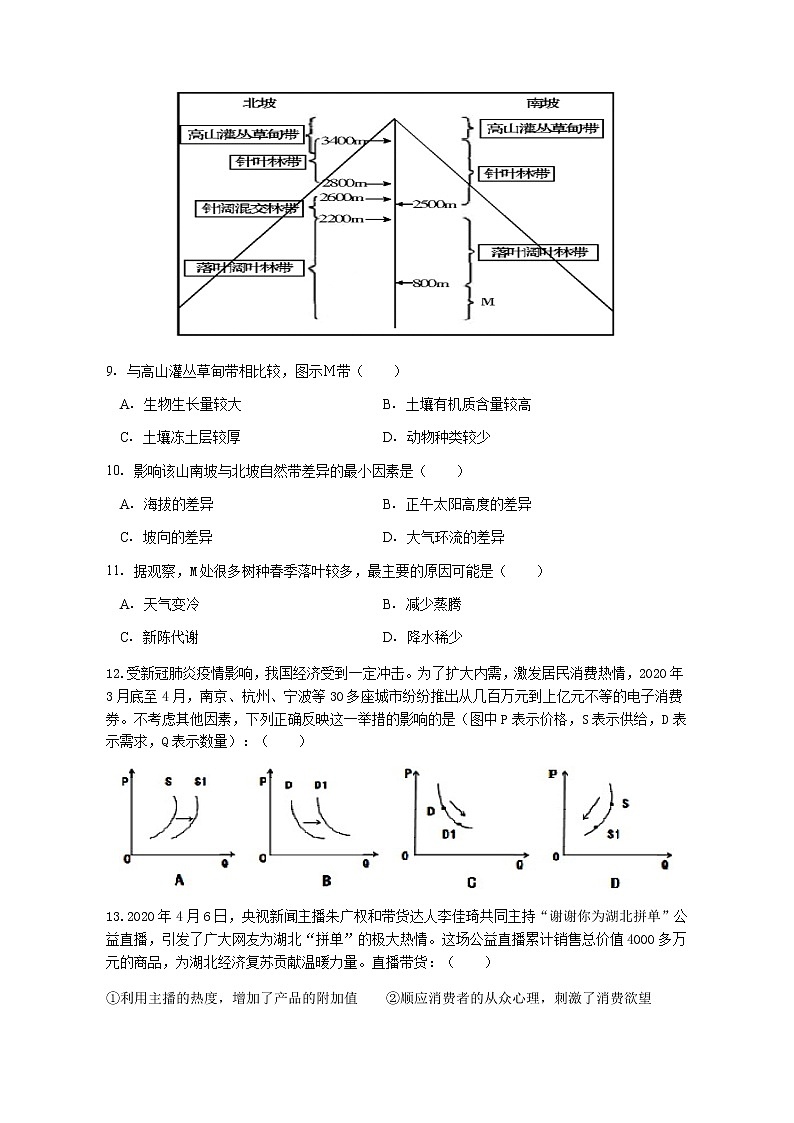 2020届江西省上饶市高三第三次（6月）模拟考试文科综合试卷及答案第3页