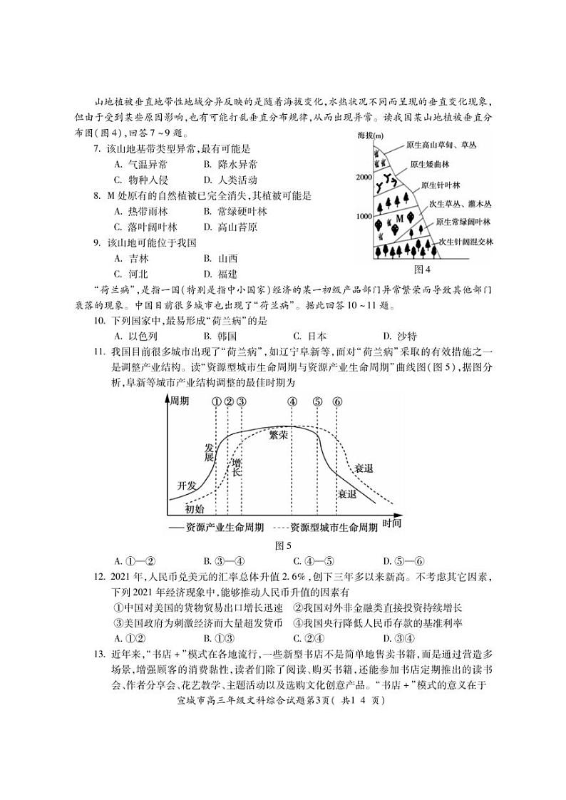 2022届安徽省宣城市高三第二次调研考试文科综合试题（PDF版含答案）03