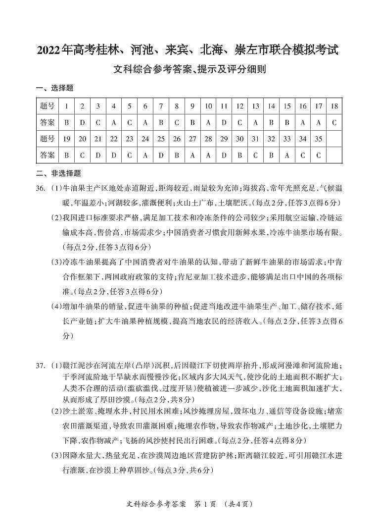 文综参考答案第1页