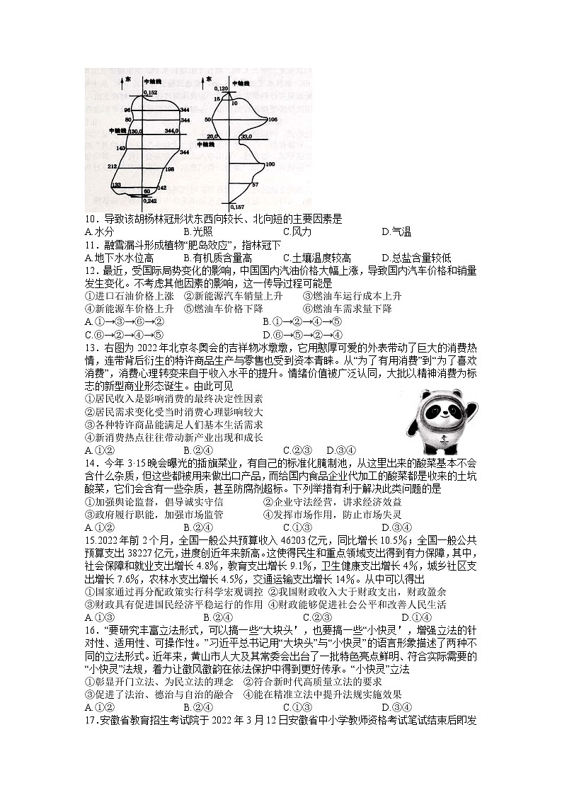 2022届安徽省淮南市高三第二次模拟考试文科综合试卷第3页