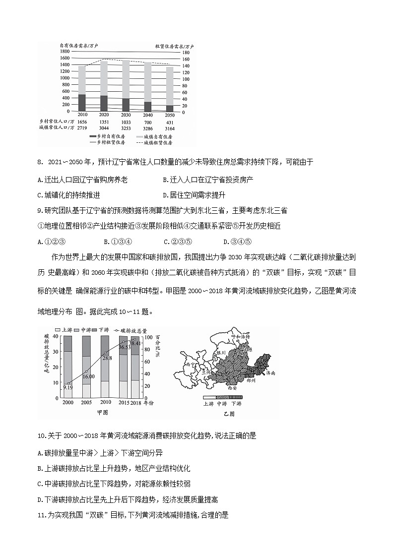 2022届四川省成都石室中学高三下学期“二诊模拟”考试文综试题含答案03