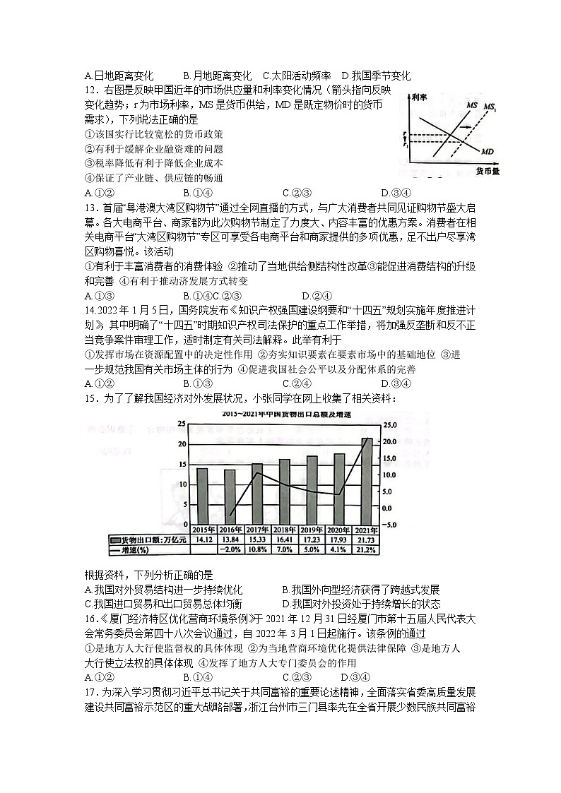 2022齐齐哈尔高三第三次模拟考试文综综合试卷含答案解析03