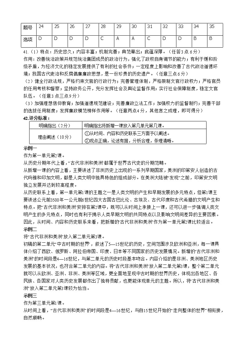 2022届山西省太原市第五中学高三下学期二模试题 文综 word版01