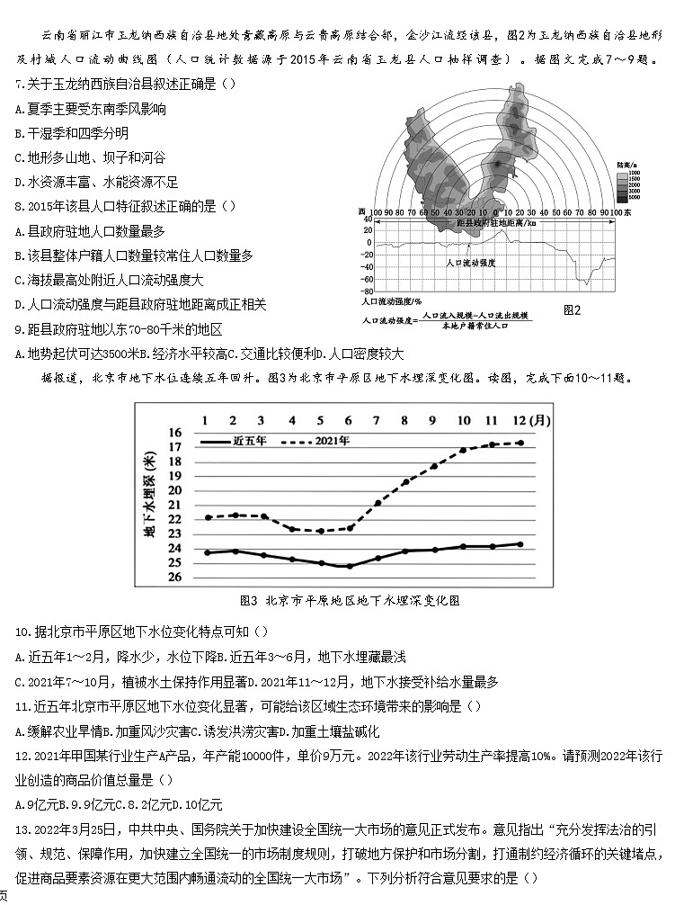2022届黑龙江省哈尔滨市第九中学高三第四模次模拟考试 文综 Word版02